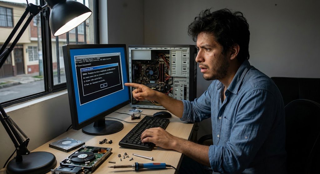 Usuario intentando arreglar un error de código o hardware por su cuenta y terminando de formatear sin querer el disco